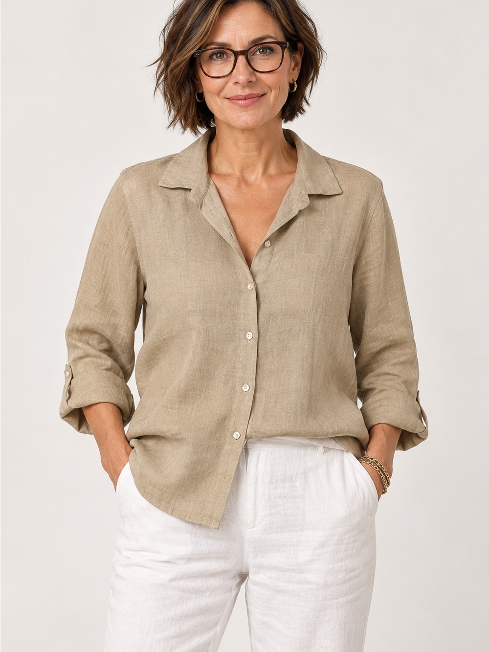 100% Linen Tan Shirt NWT by Côtes et Lin